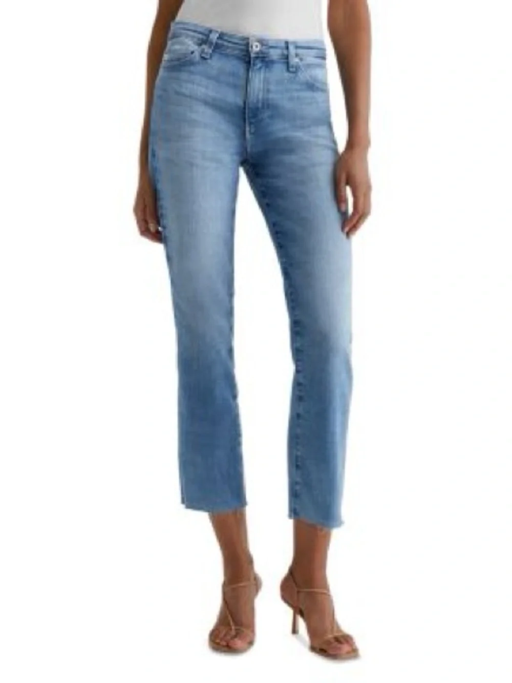 Ag Adriano Goldschmied Light Wash Cropped Straight Jeans NWT - Picture 1 of 7
